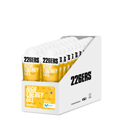 BOX HIGH ENERGY GEL BANANA 226ers - skondensowany żel o wysokiej zawartości węglowodanów, o smaku bananów, 76g. (24 sztuki)